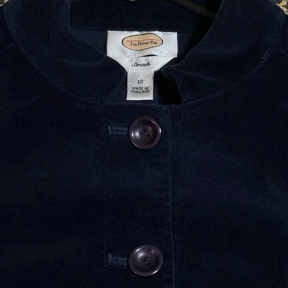 Talbots Navy Blue velveteen jacket size 12 - Picture 5 of 11